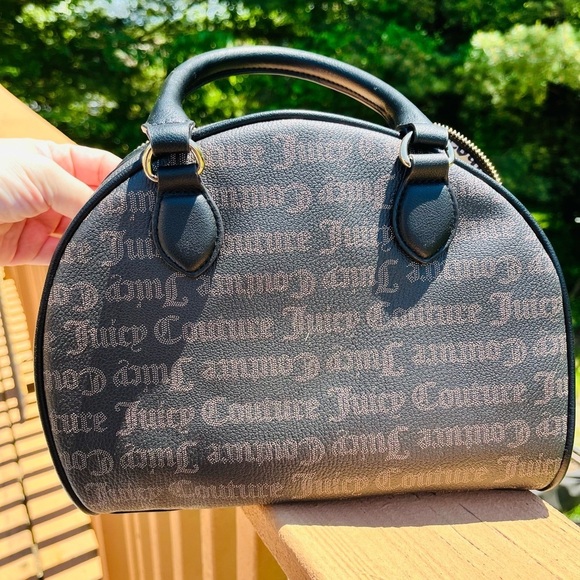 Juicy Couture Dome Satchel & Wallet Set Gothic Logo Black Crossbody Bag NWT - Picture 4 of 9